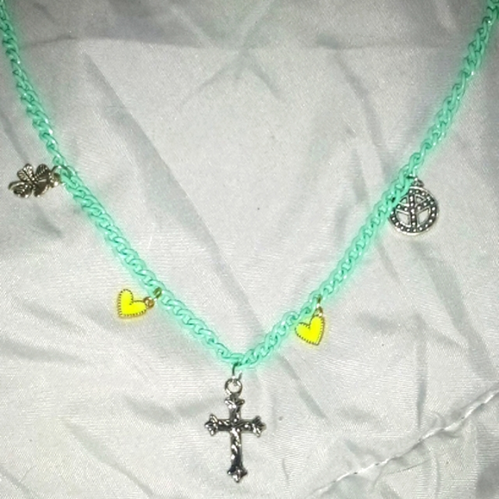 Turquoise Chain Necklace with Charms